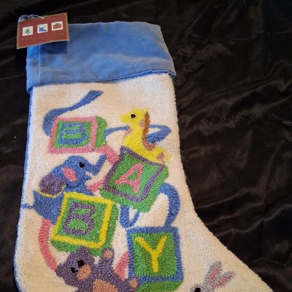 NWT Jingles and Joy Needlepoint Baby Christmas Stocking - Picture 1 of 4